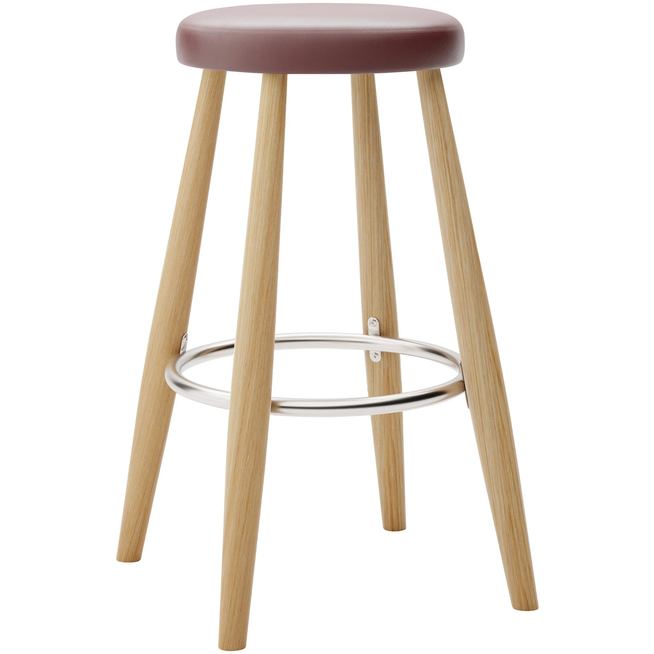 Photo of Carl Hansen - Ch58 Low Stool, Oiled Oak, Leather Group C Sif - 93 - Bar stools & Bar stools - Hans J. Wegner - Wood - Leather/metal/wood