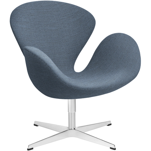Photo of 3320 Swan Armchair, Light Blue 1152 Christianshavn Fabric, Swivel Star Base - Swivel Armchairs - Arne Jacobsen - Blue - Metal/Foam/Wool