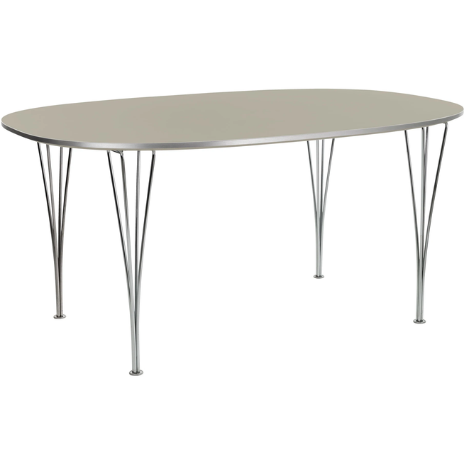 Photo of Superellips W613 – 180x120 Cm Grey Efeso/chrome - Dining table - Arne Jacobsen,bruno Mathsson,piet Hein - Grey - Metal/wood