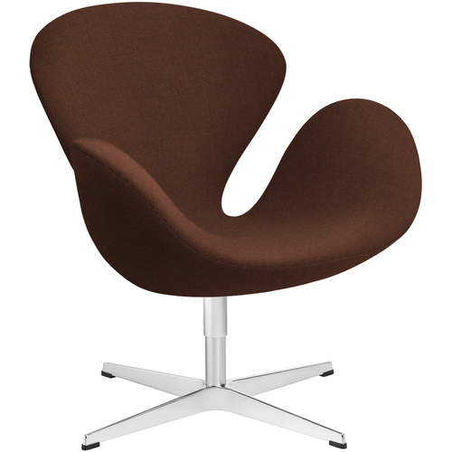 Photo of 3320 Swan Armchair, Dark Orange 1134 Christianshavn Fabric, Swivel Star Base - Swivel Armchairs - Arne Jacobsen - Orange - Metal/Foam/Wool