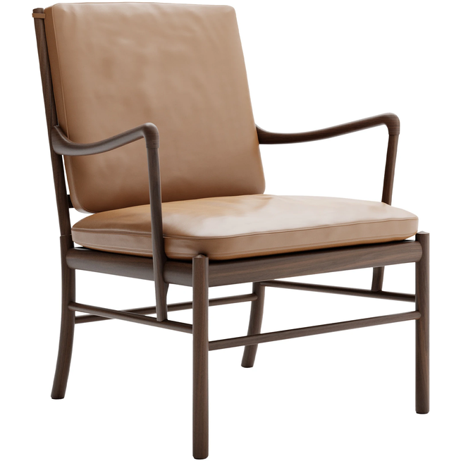 Photo of Carl Hansen - Ow149 - Colonial Chair, Oiled Walnut, Leather Group C Sif - 95 - Armchairs - Ole Wanscher - Brown - Leather/Wood