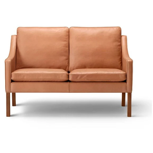 Photo of Mogensen 2-seater Sofa 2208 By Børge Mogensen - 2 Personers Sofa - Max 95 Cognac / Oiled Walnut - W128 X D82 X H84 X Sh43 Cm