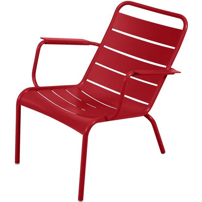 Photo of Luxembourg Low Armchair Poppy 67 - Outdoor dining chairs - Frédéric Sofia - Red - Metal