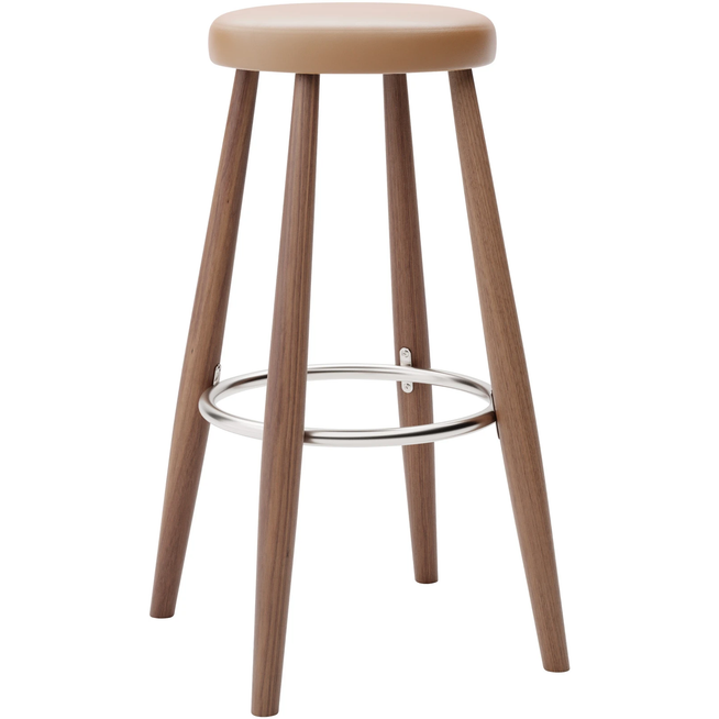 Photo of Carl Hansen - Ch56 High Stool, Oiled Walnut, Leather Group C Sif - 95 - Bar stools & Bar stools - Hans J. Wegner - Wood - Leather/metal/wood