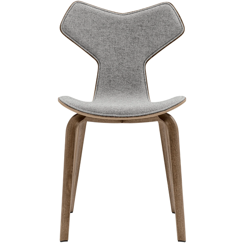 Photo of 4130 Grand Prix, Walnut, Front cover, Fabric, Hallingdal 130 - Arne Jacobsen - Grey - Metal/wood/textile