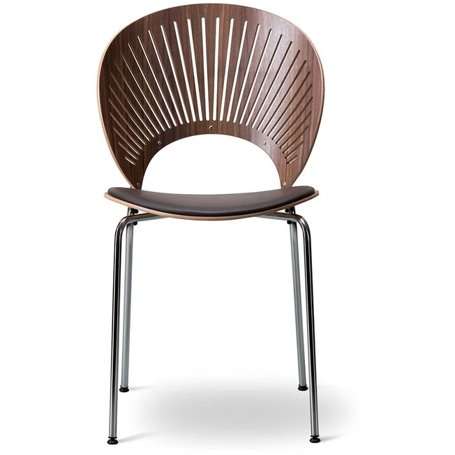 Photo of Trinidad Chair 3396 By Nanna Ditzel - Spisebordsstol - Primo 86 Dark Brown / Lacquered Walnut / Chrome - W48,5 X D57 X H85 X Sh46,5 Cm