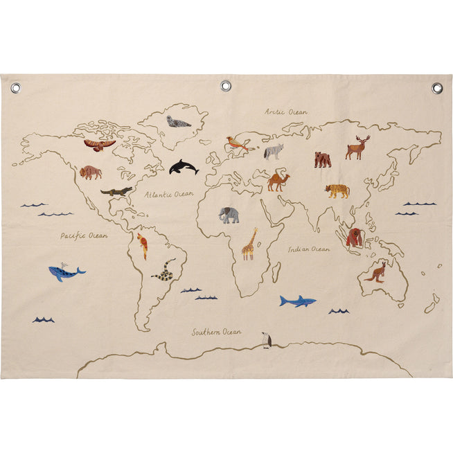 Photo of The World Textile Map - Dekoration - Offwhite - W120 X H70 Cm