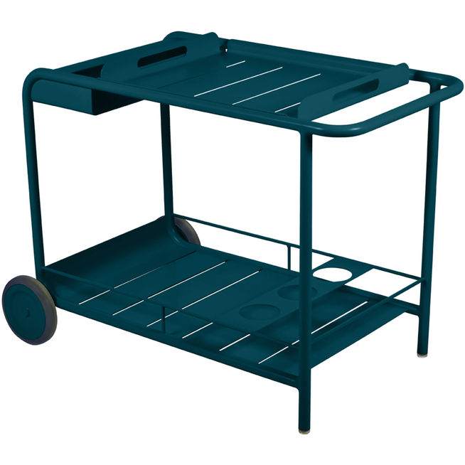 Photo of Luxembourg Side Bar/trolley Bar, Acapulco Blue - Small Tables & Outdoor Side Tables - Frédéric Sofia - Blue - Metal