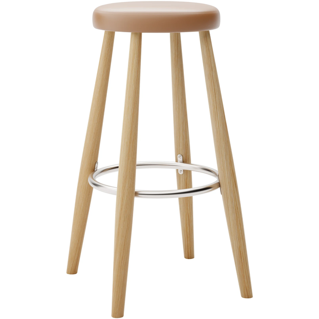 Photo of Carl Hansen - Ch56 High Stool, Oiled Oak, Leather Group B Thor - 307 - Bar stools & Bar stools - Hans J. Wegner - Wood - Leather/metal/wood