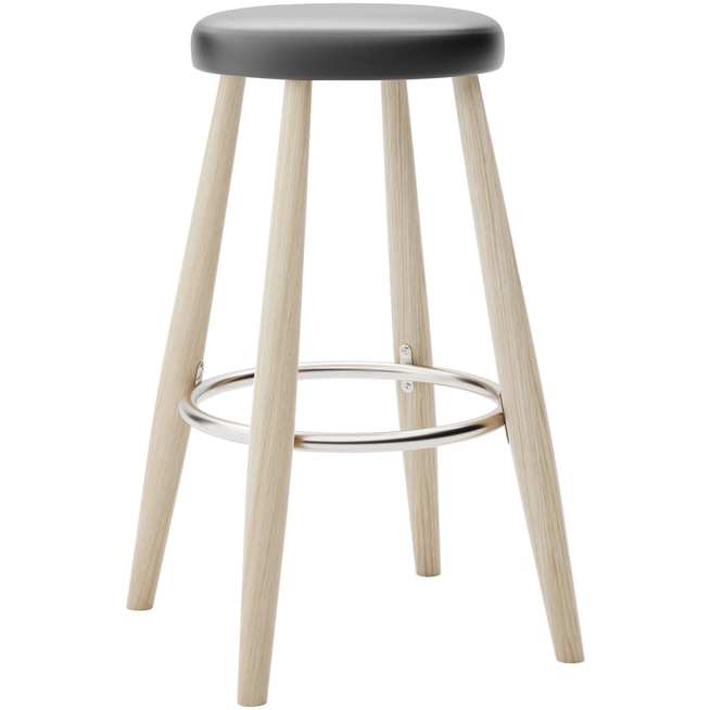 Photo of Carl Hansen - Ch58 Low Stool, Soaped Oak, Leather Group B Thor - 301 - Bar stools & Bar stools - Hans J. Wegner - Wood - Leather/metal/wood