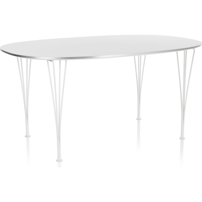 Photo of B611 Superellips, 90x135 Cm, Laminat, Vit, Vit Pulverlack - Matbord - Arne Jacobsen,bruno Mathsson,piet Hein - Vit - Metall/trä