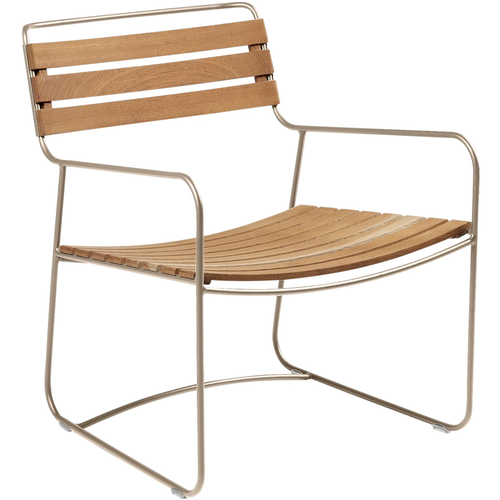 Photo of Surprising Teak Low Armchair Nutmeg - Outdoor armchairs - Harald Guggenbichler - Metal/wood
