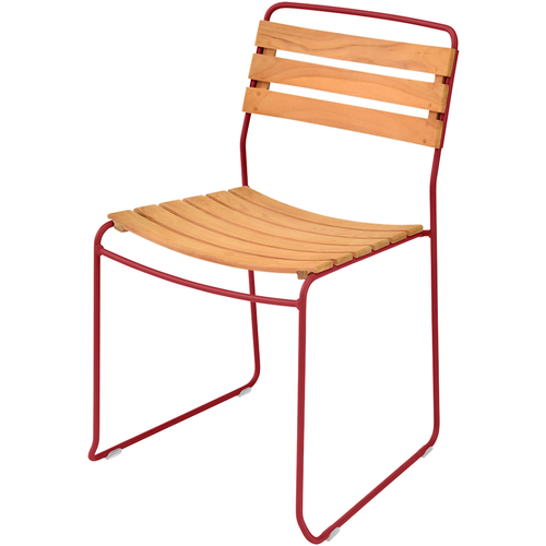 Photo of Surprising Teak Chair - Chile - Matstolar Utomhus - Harald Guggenbichler - Röd - Metal/trä
