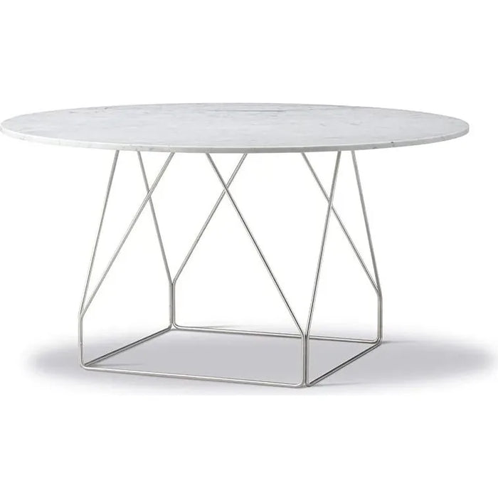 Photo of Jg Dining Table Ø: 140 cm - White Carrara/Brushed Stainless Steel