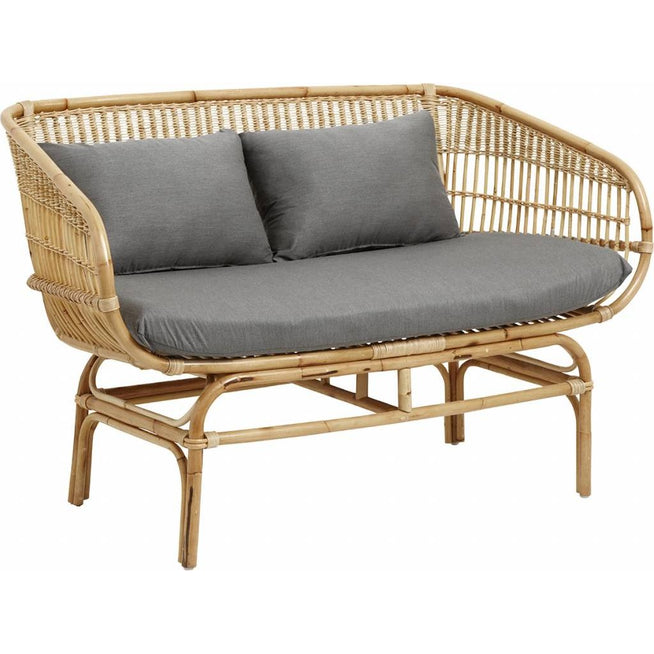 Photo of Rattan sofa with grey cushion