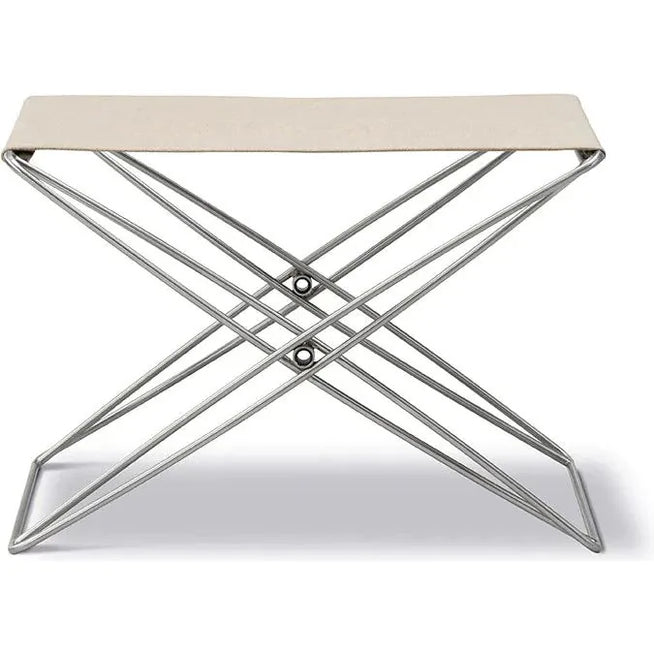Photo of Jg Foldestolen 6565 By Jørgen Gammelgaard - Skammel - Natural Canvas / Brushed Stainless Steel - W60 X D46 X H40 Cm