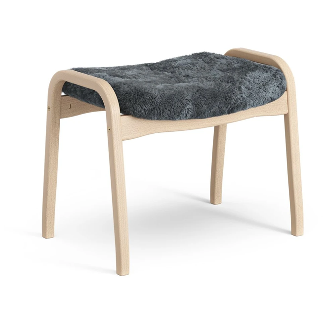 Photo of Lamino Foot Stool Laquered Beech/sheep Skin Charcoal (dark Grey)