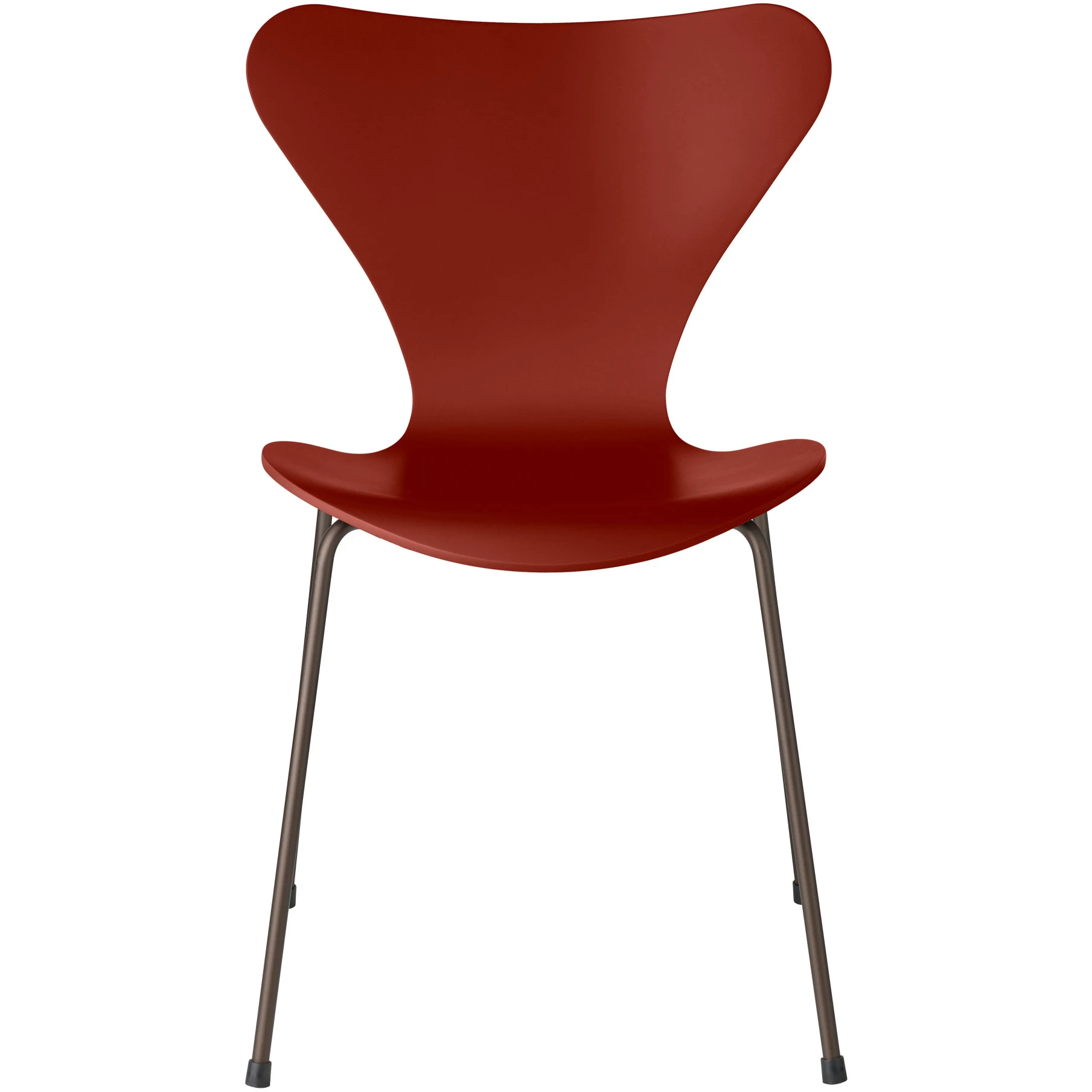 3107 Seven, coloured box, Venetian Red, Underframe Brown Bronze - Dining chairs - Arne Jacobsen - Red - Metal/wood