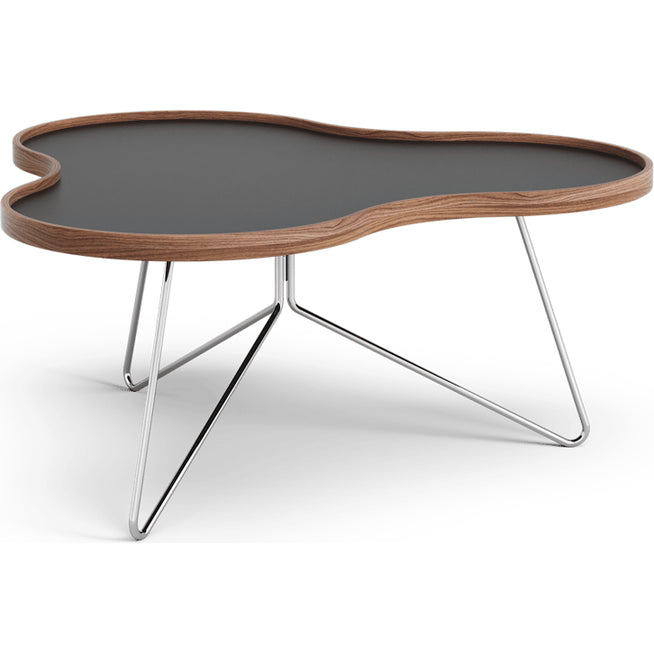 Photo of Flower Table 84x90 Cm Black - 39cm - Walnut Edge - Chrome Base