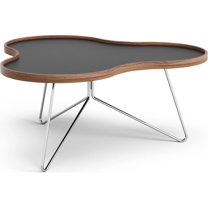 Photo of Flower Table 84x90 Cm Black - 39cm - Walnut Edge - Chrome Base