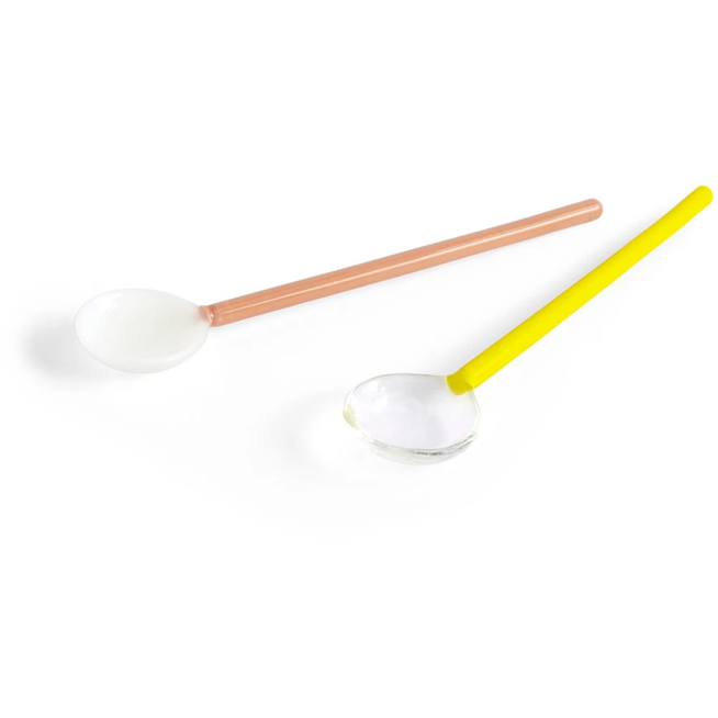 Photo of Round Glass Spoon 2-pack Bright Yellow-brown