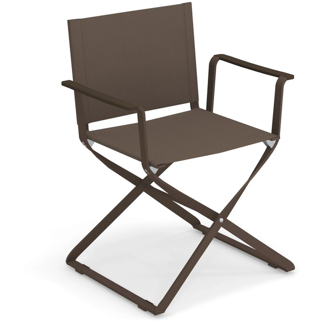 Photo of Ciak/kira Director's Chair, Aluminium, Indian Brown, Seat And Back: Emu-tex, Rough Brown, Armrests: Abs, Indian Brown - Matstolar Utomhus - Christophe Pillet,stefan Diez - Brun - Metall/plast