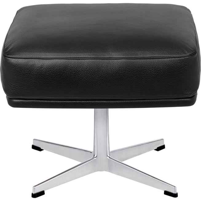 Photo of 4210 Oksen Footstool, Leather, Aura Black, Satin Polished - Footstools - Arne Jacobsen - Black - Leather/Metal/Wood