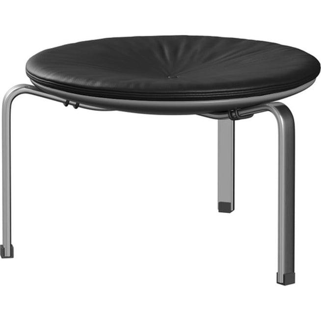 Photo of Pk33, Leather, Aura Black - Stools - Poul Kjærholm - Black - Leather/metal