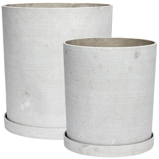 Photo of Flower Pot Set With Dish Grey Polystone