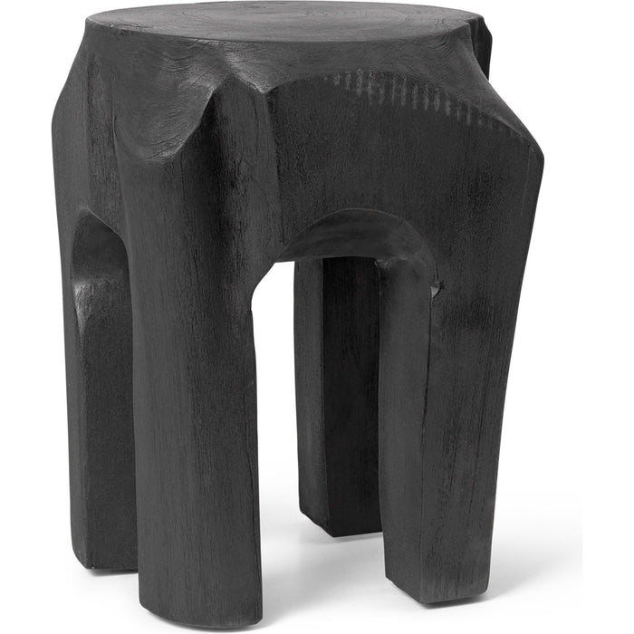 Photo of Root Stool - Skammel - Black Stained Teak - Ø30 X H40 Cm