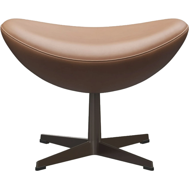 Photo of 3127 Egget Footstool, Rustic Leather Brown Bronze - Footstools - Arne Jacobsen - Brown - Leather/metal/synthetic