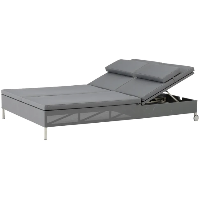 Photo of Rest Solseng, Dobbelt - Solseng - Cane-line Tex W/cane-line Natté, Grey - W197 X D68 X H82 X Sh34 Cm