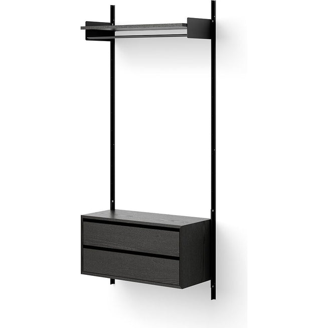 Photo of New Works Wardrobe Shelf Cabinet W. Drawers - Reolsystem - Black Ash / Black - H190 X W83,5 X D35 Cm