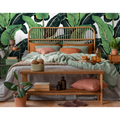 Thumbnail photo of Green Banana Leaf Pattern Wallpaper Mural