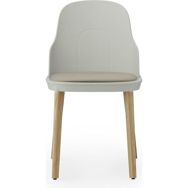 Photo of Allez Chair Oak Upholstered Ultra Leather - Dining Chair - Warm Grey - H: 79 x L: 45 x D: 50 x Sh: 45.5 cm