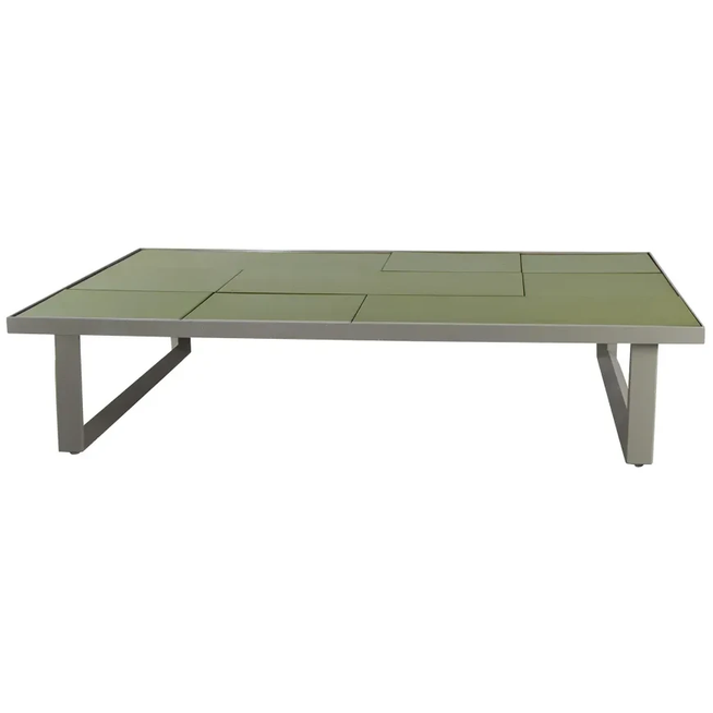 Photo of Glaze Sofabord - Rektangulær - Sofabord - Frame: Taupe, Aluminium / Tabletop: Green, Glazed Lava Stone - W120 X D70 X H24 Cm