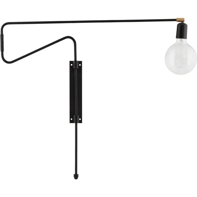 Photo of Swing Wall Lamp Black Metal Brass Adjustable