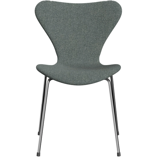 Photo of 3107 Sjuan - Fully upholstered, Fabric, Hallingdal 130 - Dining chairs - Arne Jacobsen - Grey - Metal/wood/textile material