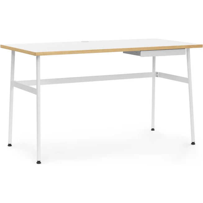 Photo of Journal Desk White Laminate, White Steel Legs And Drawer