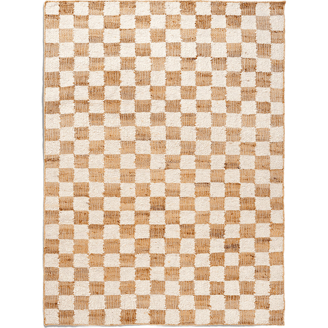 Photo of Check Wool Jute Rug - Gulvtæppe - 140 X 200 - Off-white/natura - W140 X D1 X H200 Cm