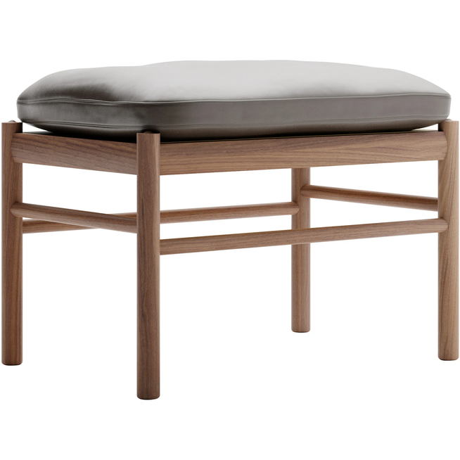 Photo of Carl Hansen - Ow149f - Colonial Footstool, Oiled Walnut, Leather Group B Thor