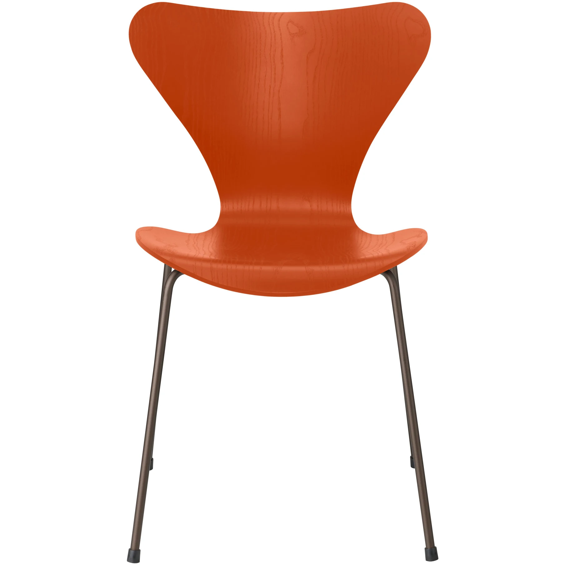 3107 Seven, coloured box, Venetian Red, Underframe Brown Bronze - Dining chairs - Arne Jacobsen - Red - Metal/wood