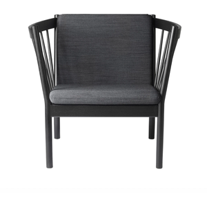 Photo of J146 Easy Armchair - dark grey, black lacquered oak