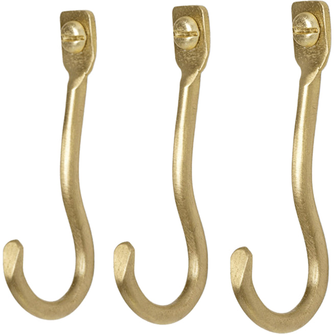 Photo of Curvature - Hook / Set Of 3 - Knager - Brass - W0,9 X H6,3 X D2,4 Cm