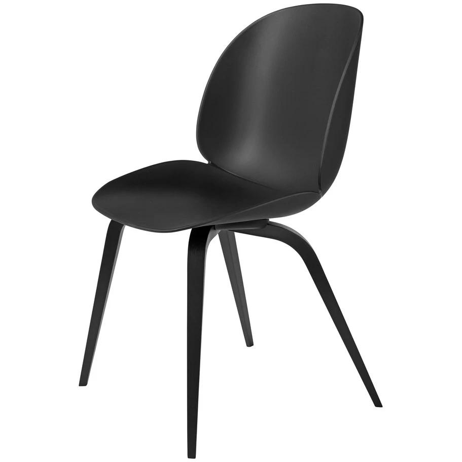 Beetle Dining Chair Un-upholstered - Black Wooden Legs