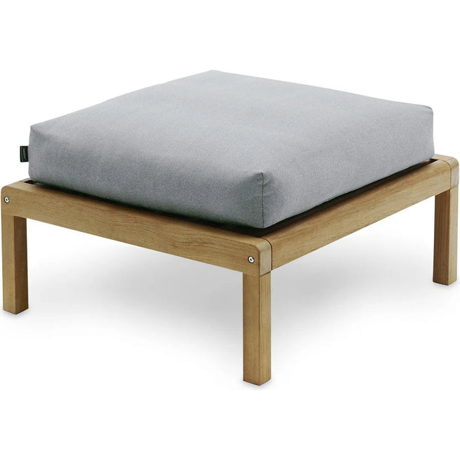 Photo of Virkelyst Pouf - Teak - Fossflakes Padding - Outdoor Textile / Ash - Outdoor Stools & Poufs - Grey