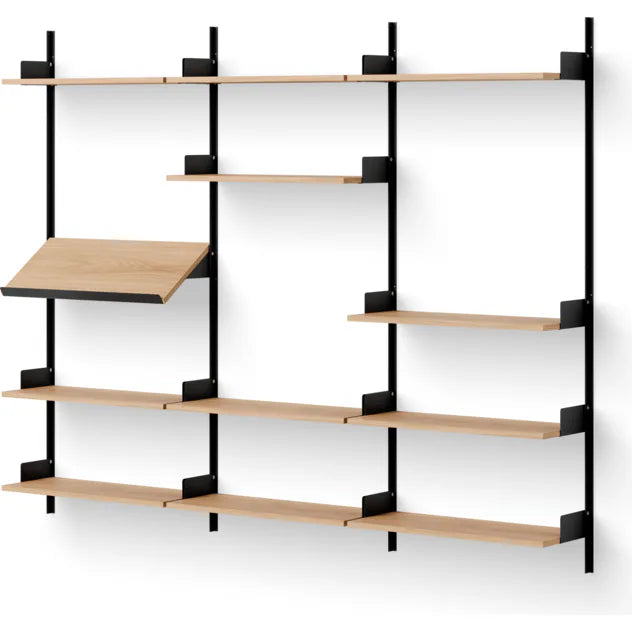 Photo of New Works Display Shelf - Reolsystem - Oak / Black - H190 X W243.5 X D30.5 Cm
