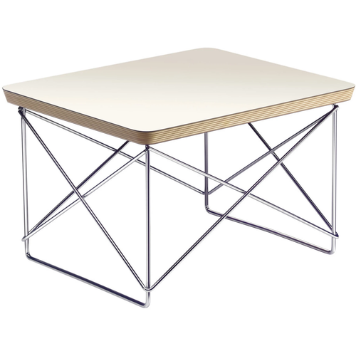 Photo of Occasional Table Ltr Top White Underframe Chrome - Small Table & Side Table - Charles & Ray Eames - White - Metal/Wood
