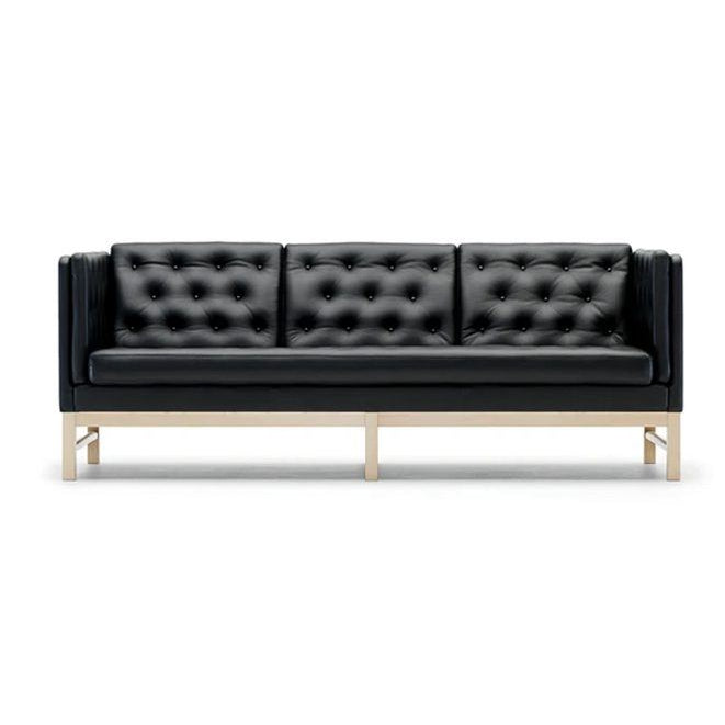 Photo of Erik Jørgensen Ej 315-3 3 Pers. Sofa L: 210 cm - Black Semi-Aniline Leather/Soap Treated Oak