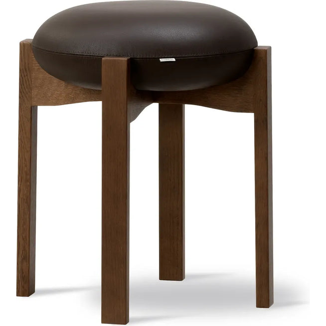 Photo of Pioneer Stool 6830 / By Maria Bruun - Skammel - Primo 86-1 Dark Brown / Smoked Oak Stained - Ø41 X H46 Cm